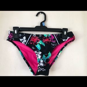 Black floral swim bottoms